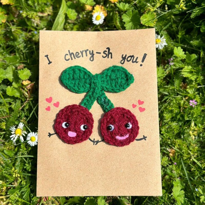10-Piece Mixed Set — Handmade Crochet Cards on Kraft Paper, Creative Woven Cards for All Occasions