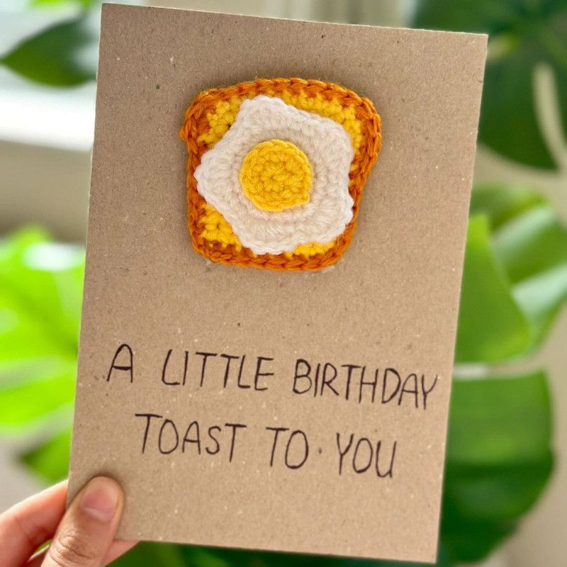 10-Piece Mixed Set — Handmade Crochet Cards on Kraft Paper, Creative Woven Cards for All Occasions