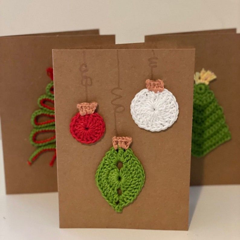 10-Piece Mixed Set — Handmade Crochet Cards on Kraft Paper, Creative Woven Cards for All Occasions
