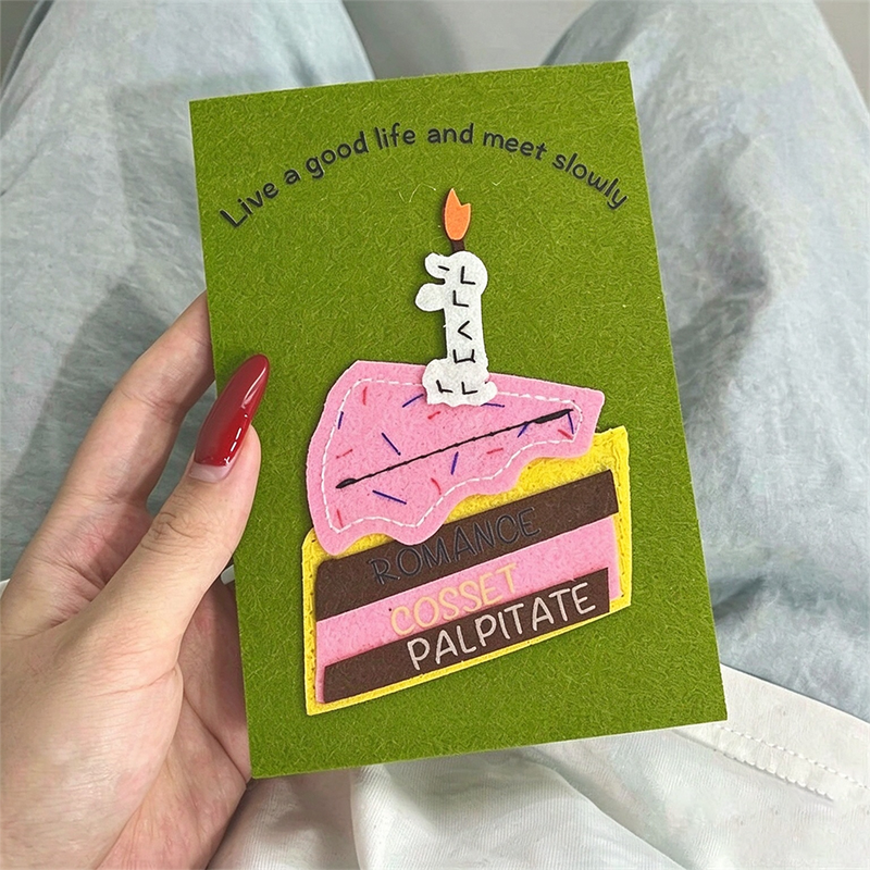 Felt Gift Cards — Birthday Wish Postcards, Handmade Greeting Cards