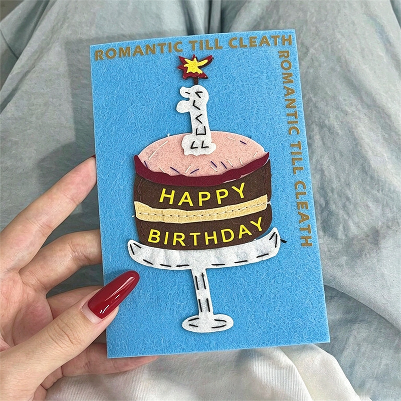 Felt Gift Cards — Birthday Wish Postcards, Handmade Greeting Cards