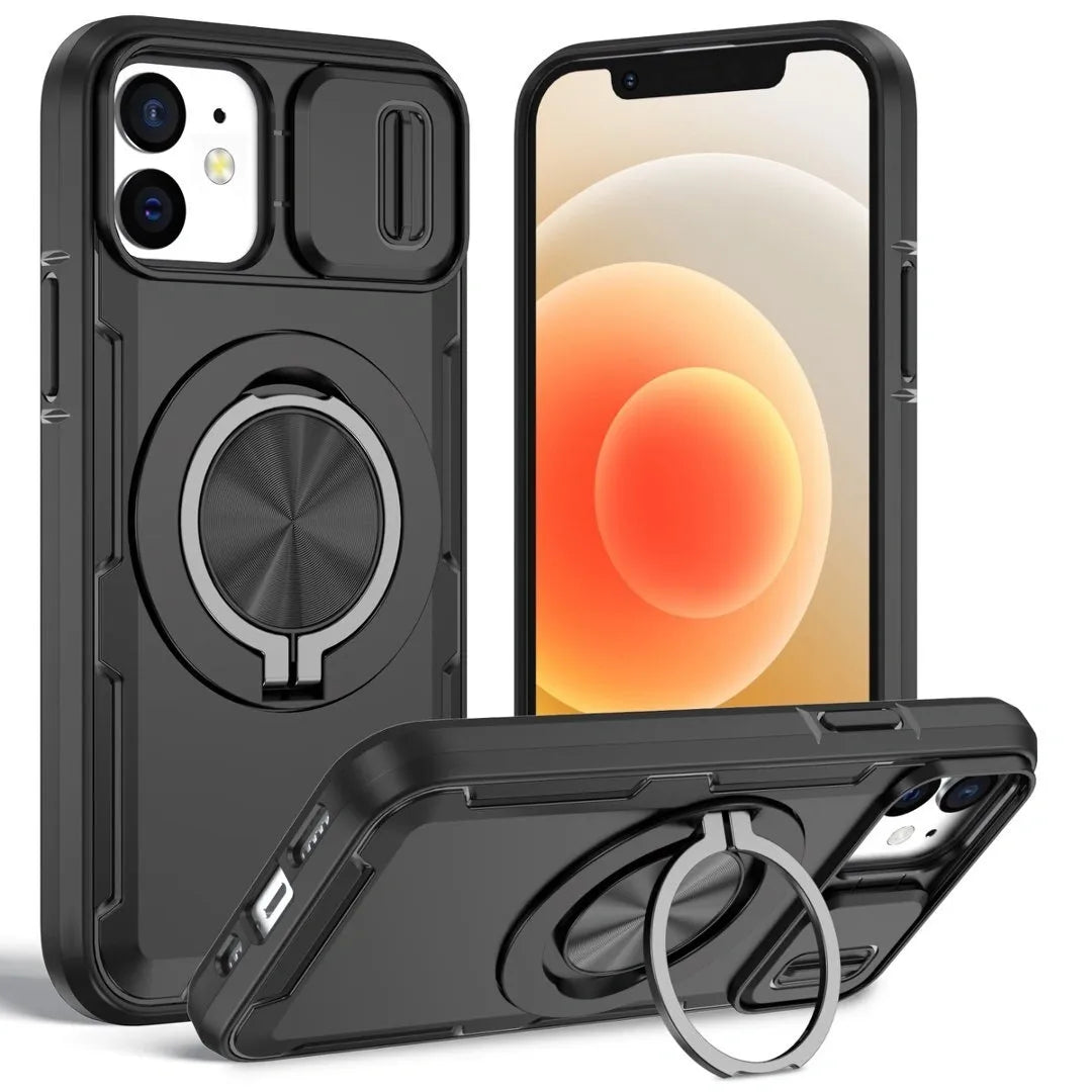 2-in-1 Magnetic Sliding Lens Case, Black for iPhone 12