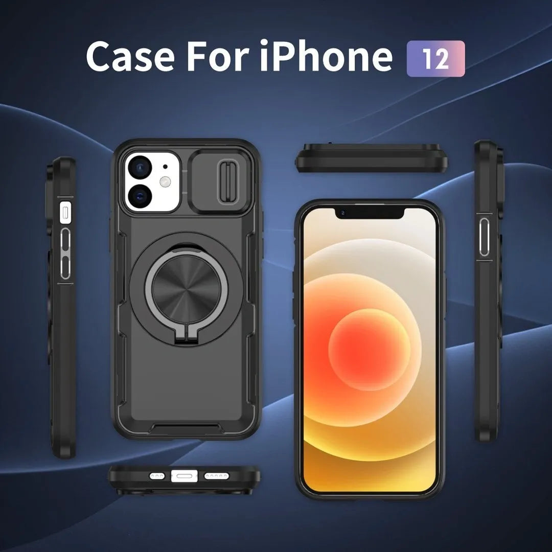 2-in-1 Magnetic Sliding Lens Case, Black for iPhone 12