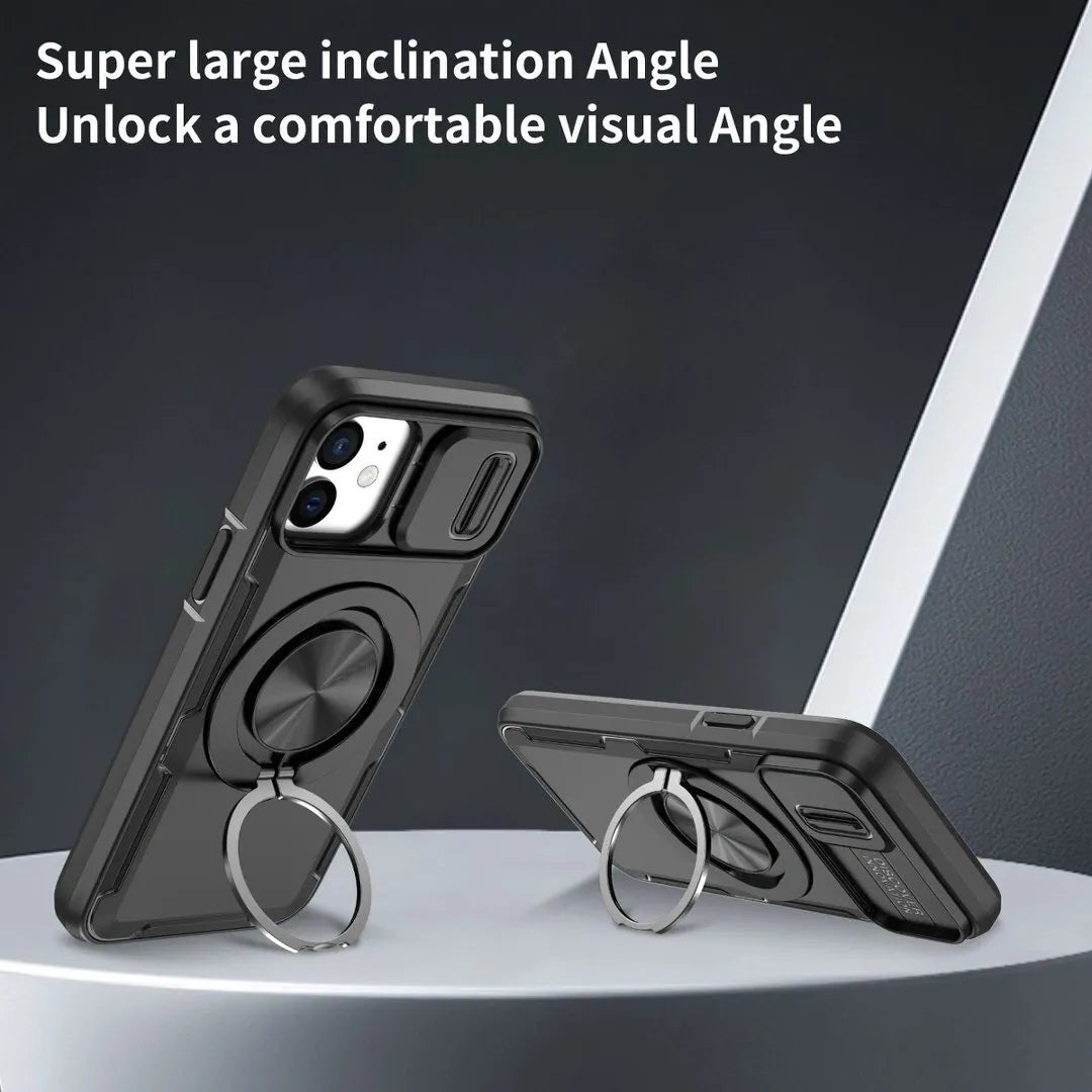 2-in-1 Magnetic Sliding Lens Case, Black for iPhone 12