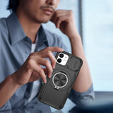2-in-1 Magnetic Sliding Lens Case, Black for iPhone 12 - 45-Degree Angle