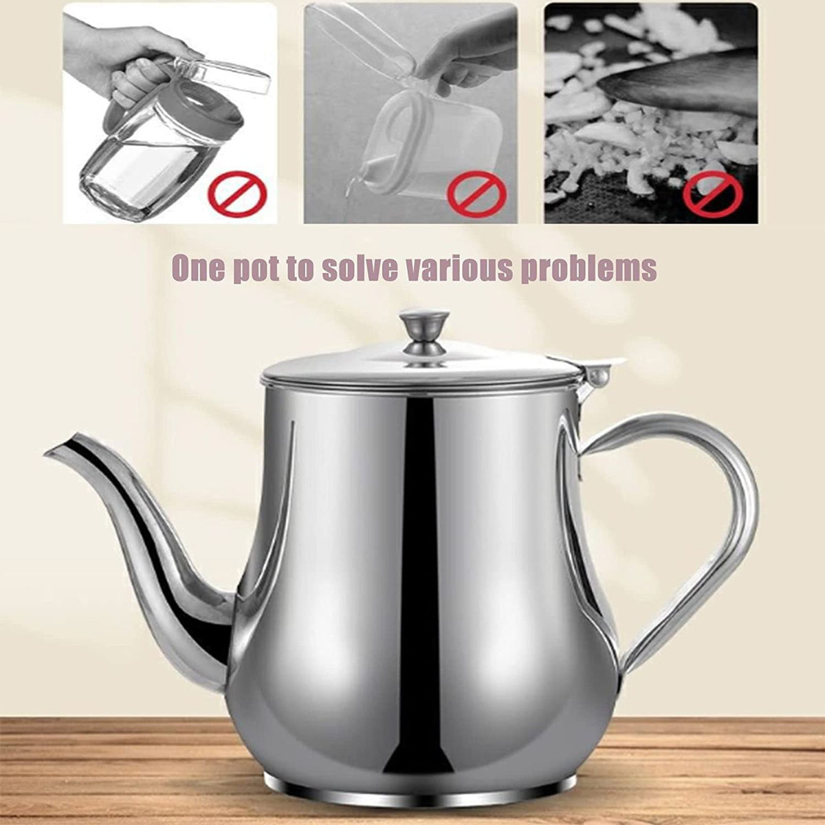 Stainless Steel Lubricator with Filter Screen Oil Strainer Pot Olive Oil Dispenser With Dust Proof Lid