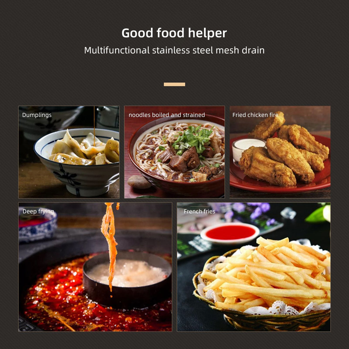 Strainer Spoon Long Stainless Steel Anti Scald Safe Slotted Ladle for Kitchen Cooking Frying Spaghetti