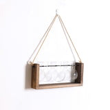 Wall Mounted Hydroponic Vase Green Plant Wooden Frame Vase for Living Room Home Decor - Side View