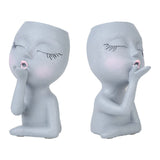 Sculpture Flower Pot Resin Portrait Flying Kiss Flower Pot Planter Pot Closed Eye Flower Pot