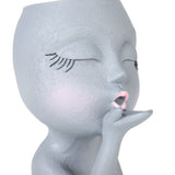 Sculpture Flower Pot Resin Portrait Flying Kiss Flower Pot Planter Pot Closed Eye Flower Pot