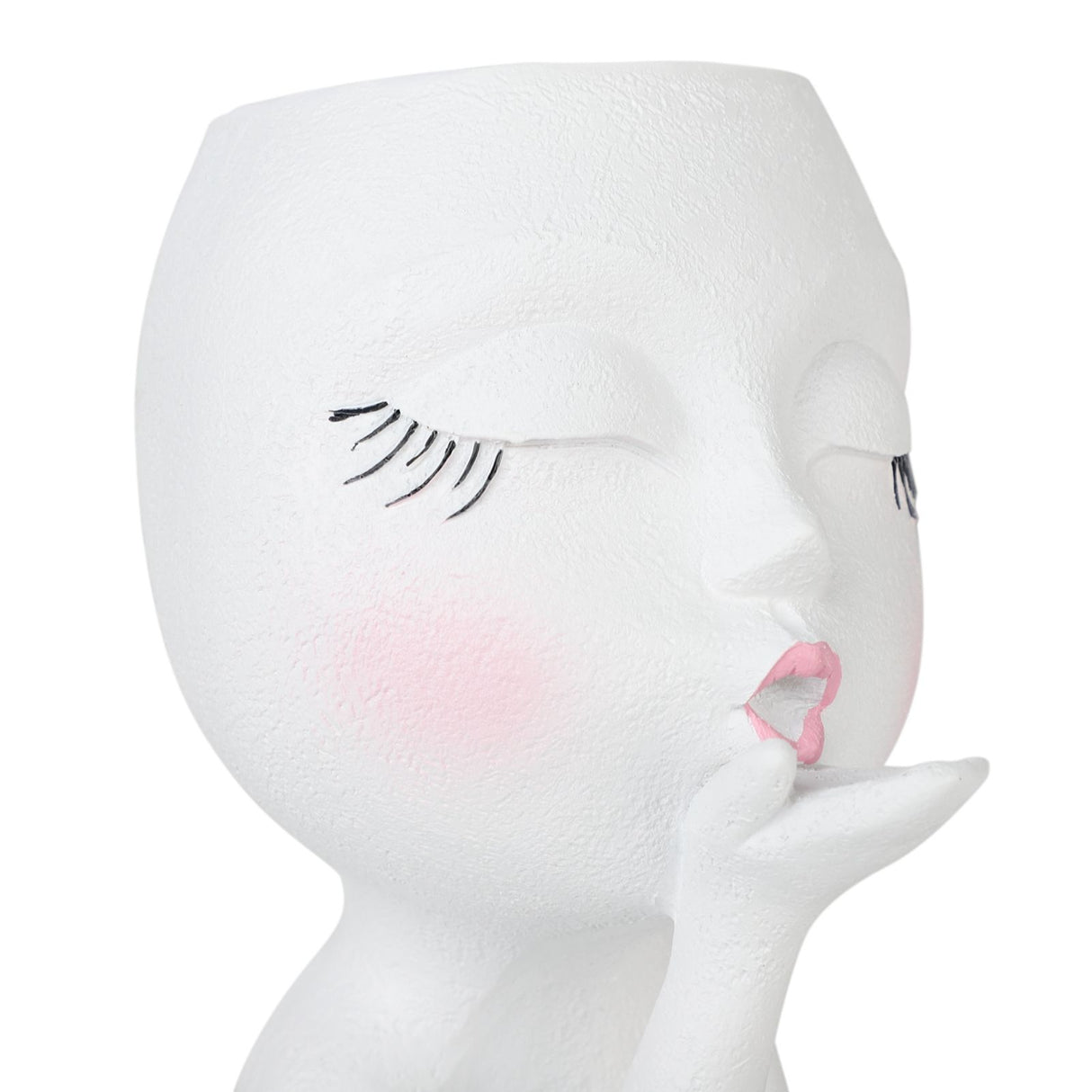 Sculpture Flower Pot Resin Portrait Flying Kiss Flower Pot Planter Pot Closed Eye Flower Pot