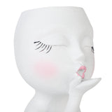 Sculpture Flower Pot Resin Portrait Flying Kiss Flower Pot Planter Pot Closed Eye Flower Pot - Extra Image