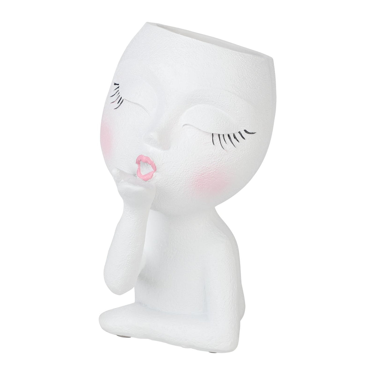 Sculpture Flower Pot Resin Portrait Flying Kiss Flower Pot Planter Pot Closed Eye Flower Pot