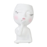 Sculpture Flower Pot Resin Portrait Flying Kiss Flower Pot Planter Pot Closed Eye Flower Pot