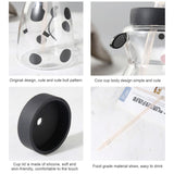 600MLCreative Glass Straw Cup Cow Shape Glass Cup with Straw
