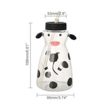 600MLCreative Glass Straw Cup Cow Shape Glass Cup with Straw