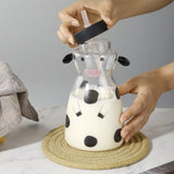 600MLCreative Glass Straw Cup Cow Shape Glass Cup with Straw