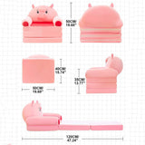 2 in 1 Foldable Children's Sofa Cushion Plush Sofa Cute Sofa Chair for Children - Top-Down View