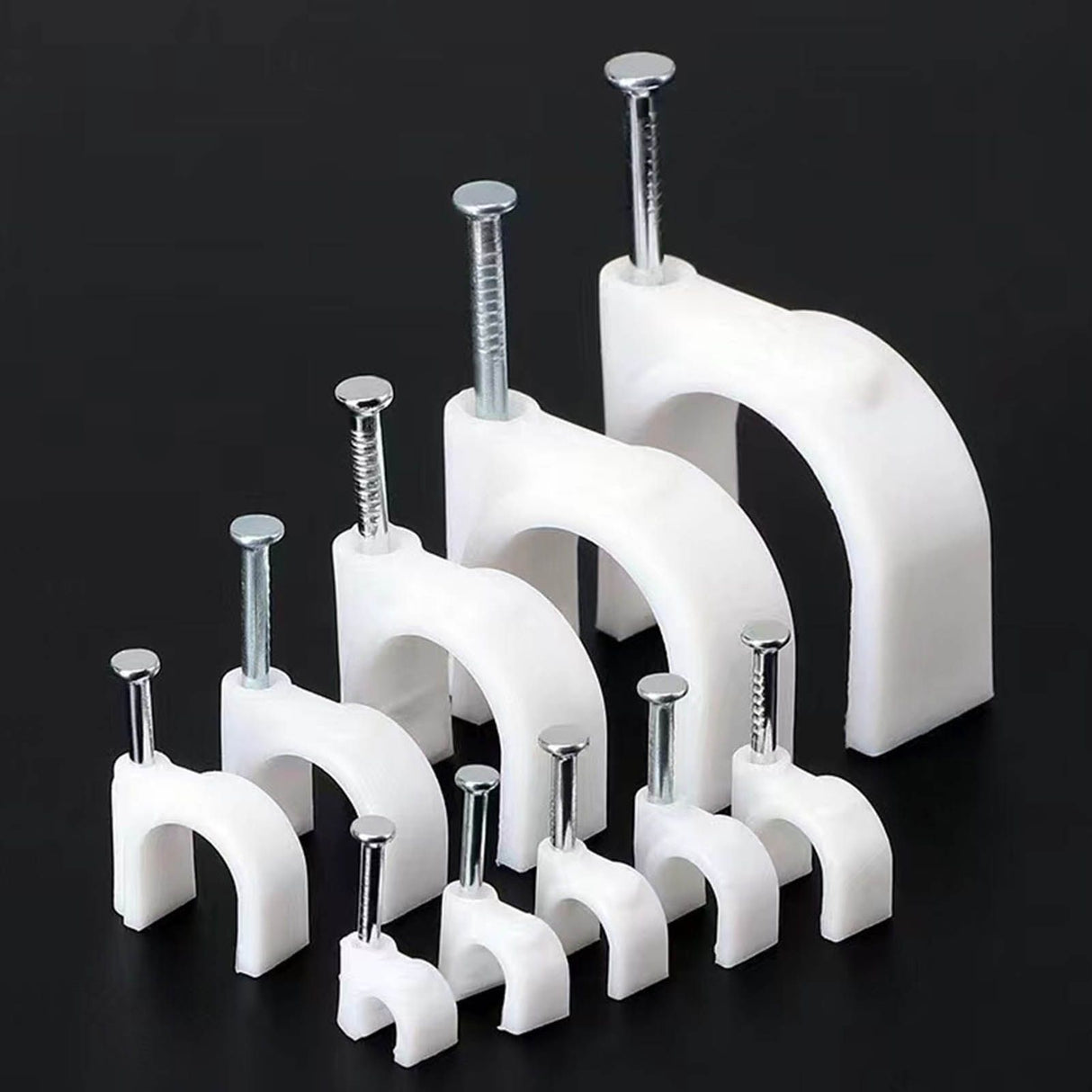 100 PCS 5mm Steel Nail Line Clip Round Cable Fixing Clips for Wall Mounted Cord Management