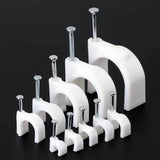 100 PCS 5mm Steel Nail Line Clip Round Cable Fixing Clips for Wall Mounted Cord Management - Extra Image