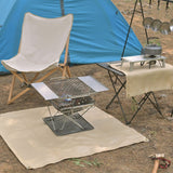 BBQ Grill Mat Outdoor Picnic Fire Pit Mat High Temperature Resistant Glass Fiber Fireproof Cloth M 80x80cm - Extra Image