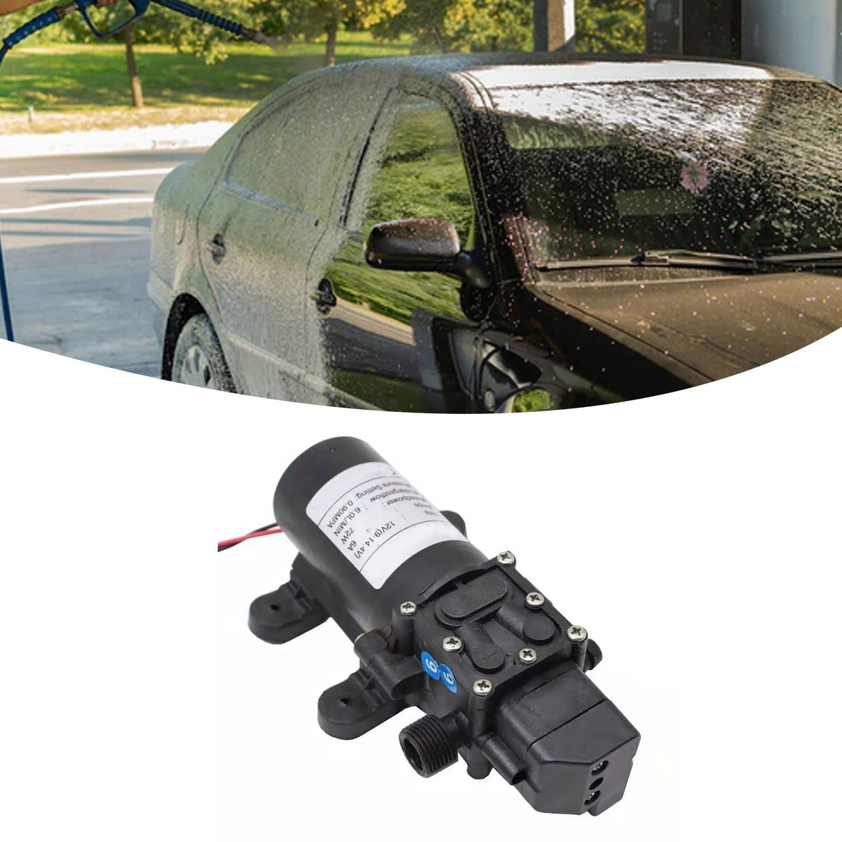 High Pressure Diaphragm Pump Smart Electric 6L Flow Rate Self Priming Pump for Car Wash Agricultural DC12V 72W