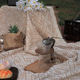 Outdoor Picnic Blanket with Fringe Cotton Soft Comfortable Simple Style for Camping Beach 180x130 - 45-Degree Angle