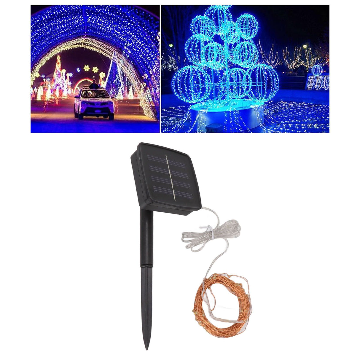 LED Solar String Lights IP44 Waterproof Heatproof Solar Powered Copper Wire Lights for Outdoor Garden Balcony Decoration