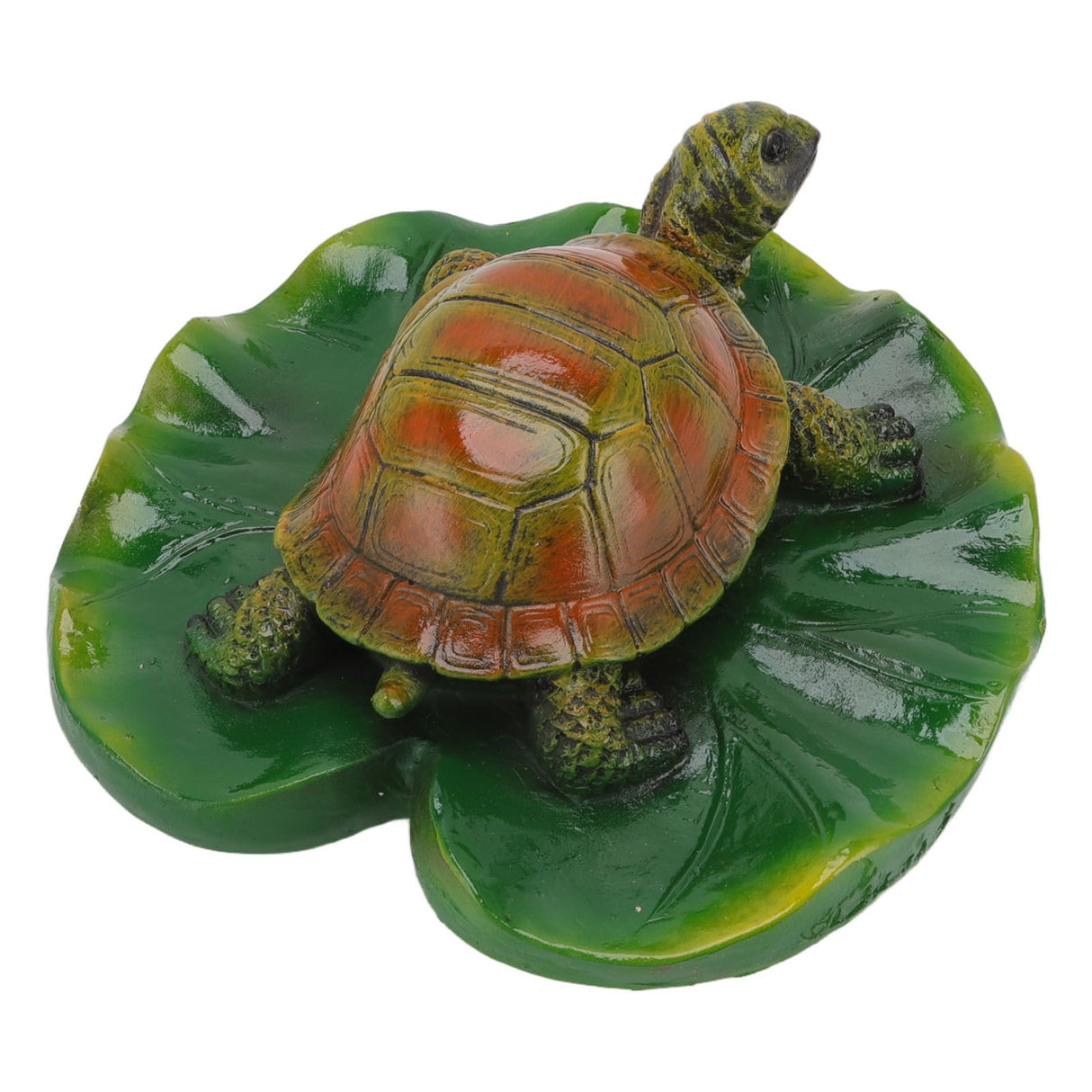 Garden Animals Statues Cute Vivid Synthetic Resin Outdoor Garden Animal Figurines for Patio Terrace Home Office Space Lotus Leaf Tortoise