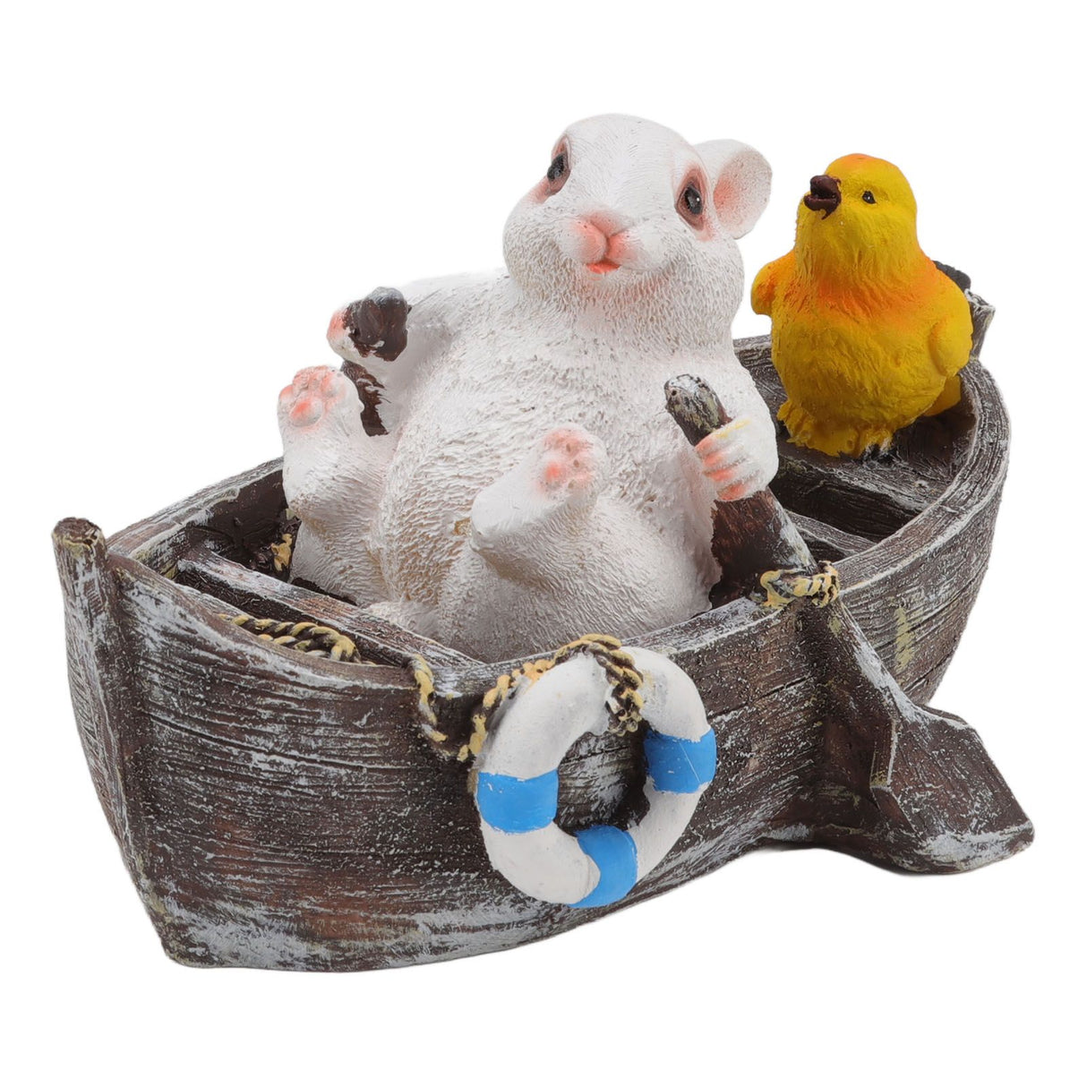 Garden Animals Statues Cute Vivid Synthetic Resin Outdoor Garden Animal Figurines for Patio Terrace Home Office Space Boating White Rabbit