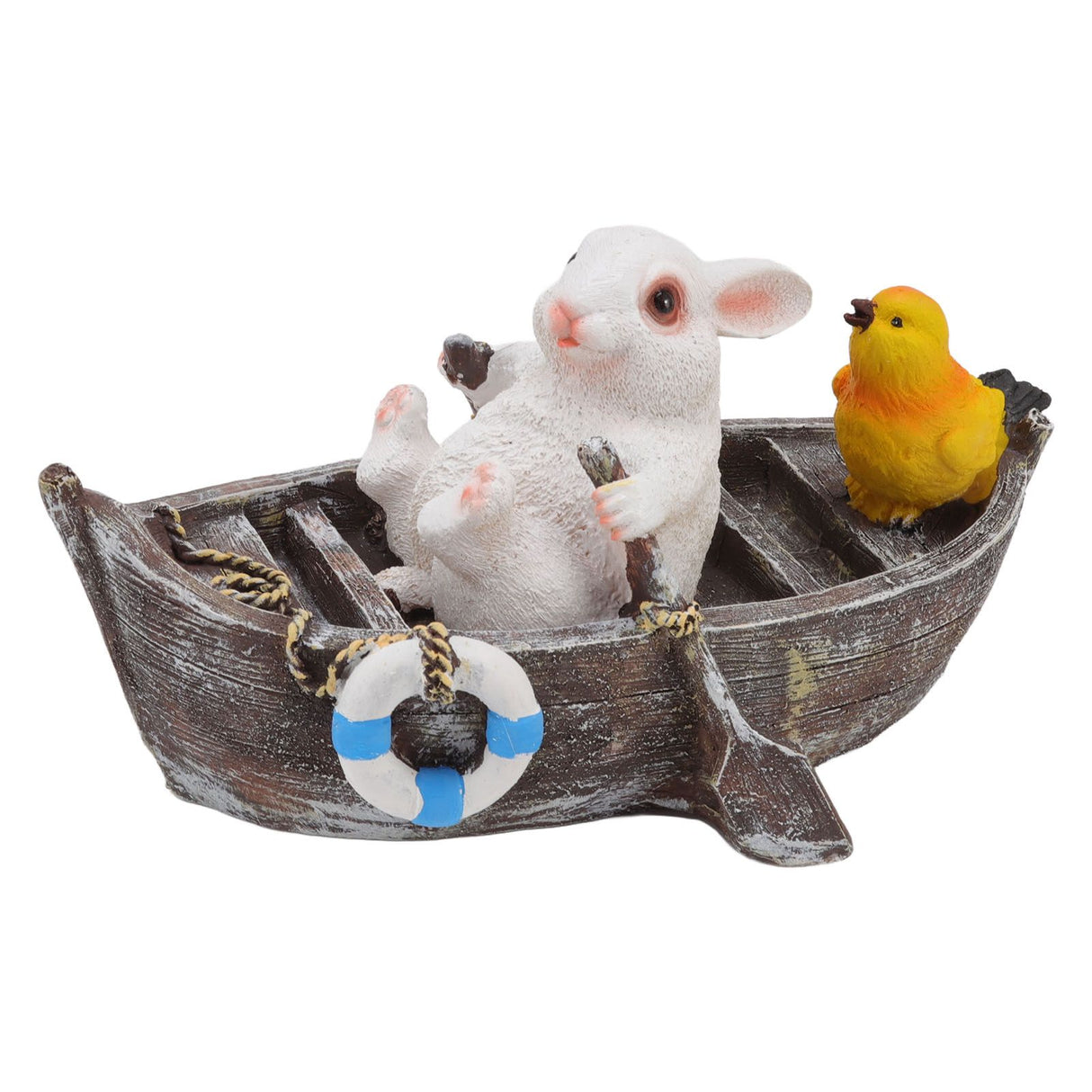Garden Animals Statues Cute Vivid Synthetic Resin Outdoor Garden Animal Figurines for Patio Terrace Home Office Space Boating White Rabbit