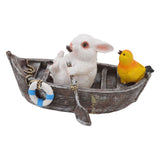 Garden Animals Statues Cute Vivid Synthetic Resin Outdoor Garden Animal Figurines for Patio Terrace Home Office Space Boating White Rabbit - Side View