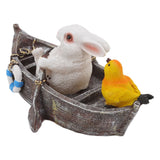 Garden Animals Statues Cute Vivid Synthetic Resin Outdoor Garden Animal Figurines for Patio Terrace Home Office Space Boating White Rabbit