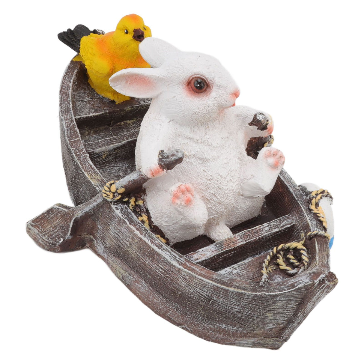 Garden Animals Statues Cute Vivid Synthetic Resin Outdoor Garden Animal Figurines for Patio Terrace Home Office Space Boating White Rabbit