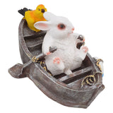 Garden Animals Statues Cute Vivid Synthetic Resin Outdoor Garden Animal Figurines for Patio Terrace Home Office Space Boating White Rabbit