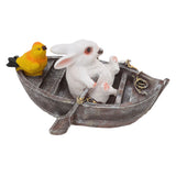 Garden Animals Statues Cute Vivid Synthetic Resin Outdoor Garden Animal Figurines for Patio Terrace Home Office Space Boating White Rabbit