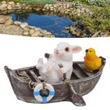 Garden Animals Statues Cute Vivid Synthetic Resin Outdoor Garden Animal Figurines for Patio Terrace Home Office Space Boating White Rabbit