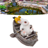 Garden Animals Statues Cute Vivid Synthetic Resin Outdoor Garden Animal Figurines for Patio Terrace Home Office Space Boating White Rabbit