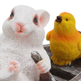 Garden Animals Statues Cute Vivid Synthetic Resin Outdoor Garden Animal Figurines for Patio Terrace Home Office Space Boating White Rabbit