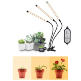 3 Head Clip Plant Light Full Spectrum Red White Warm Light 10 Level Dimmable USB LED Plant Growing Lamp with Timer