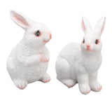 One Pair Garden Statues Rabbit Synthetic Resin Outdoor Craft Sculpture for Home Patio - 45-Degree Angle