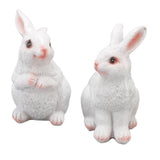 One Pair Garden Statues Rabbit Synthetic Resin Outdoor Craft Sculpture for Home Patio - Extra Image