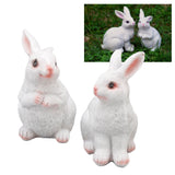 One Pair Garden Statues Rabbit Synthetic Resin Outdoor Craft Sculpture for Home Patio