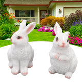 One Pair Garden Statues Rabbit Synthetic Resin Outdoor Craft Sculpture for Home Patio - Extra Image