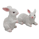 1 Pair Bunny Rabbit Ornaments Decorations Resin Art Craft Animal Model Sculpture Statue Figurine for Balcony Garden