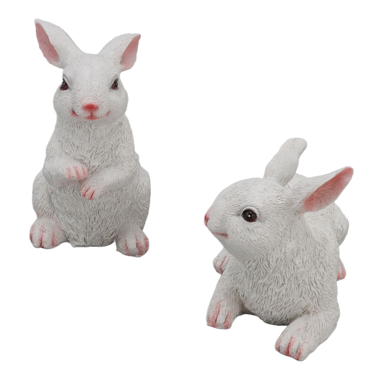 1 Pair Bunny Rabbit Ornaments Decorations Resin Art Craft Animal Model Sculpture Statue Figurine for Balcony Garden