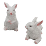 1 Pair Bunny Rabbit Ornaments Decorations Resin Art Craft Animal Model Sculpture Statue Figurine for Balcony Garden