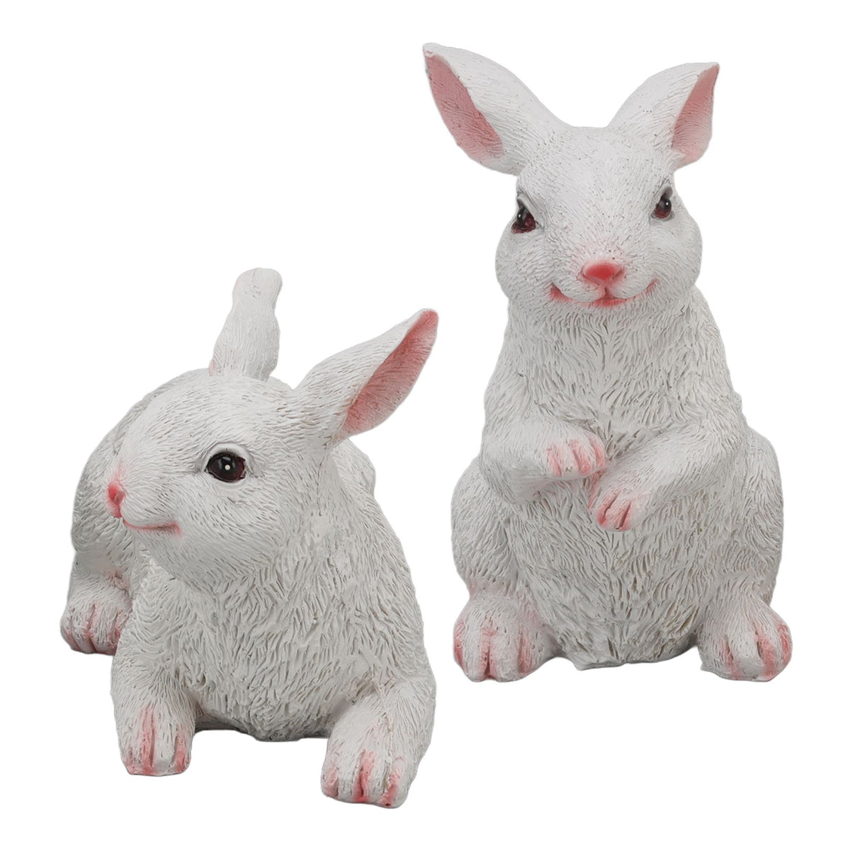1 Pair Bunny Rabbit Ornaments Decorations Resin Art Craft Animal Model Sculpture Statue Figurine for Balcony Garden