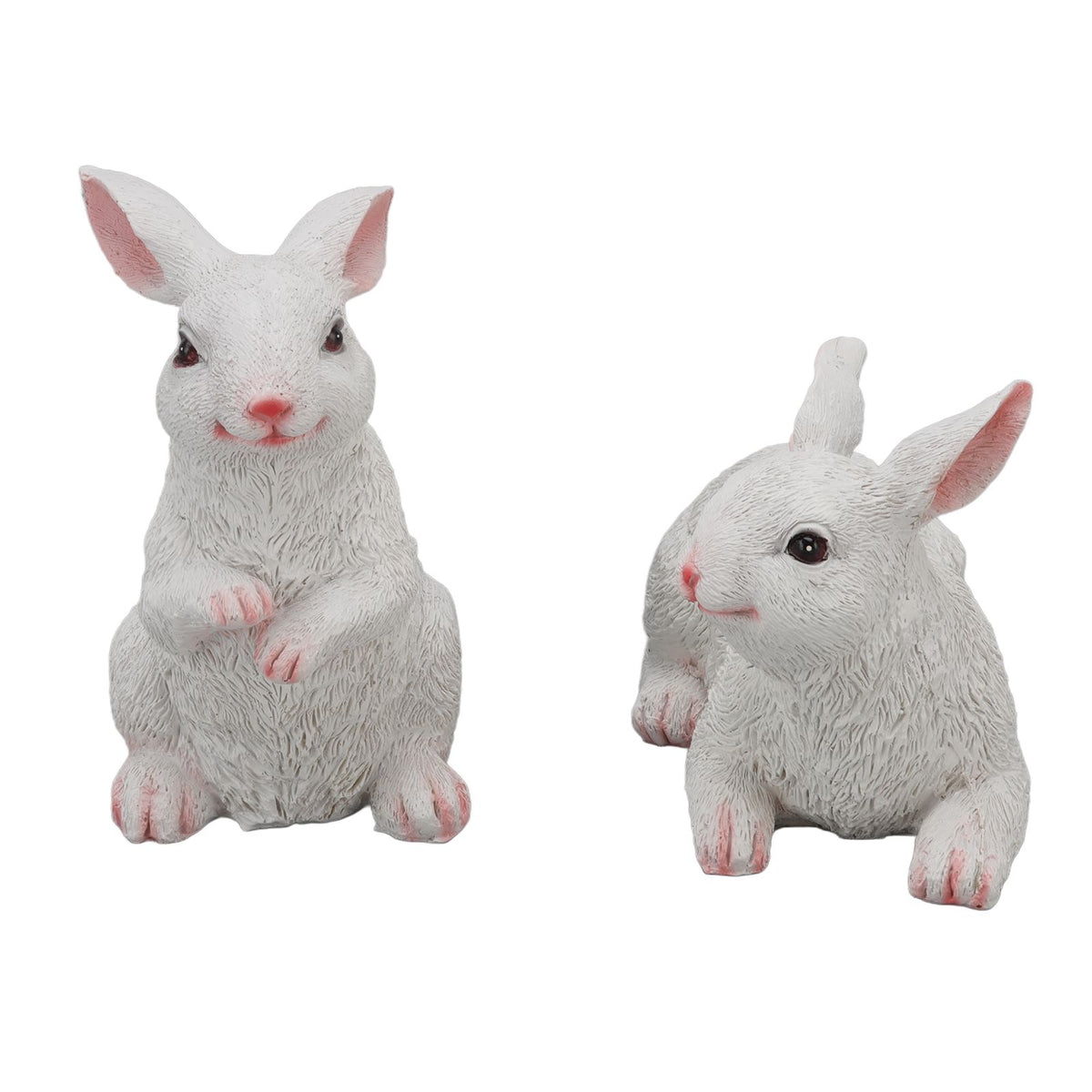 1 Pair Bunny Rabbit Ornaments Decorations Resin Art Craft Animal Model Sculpture Statue Figurine for Balcony Garden