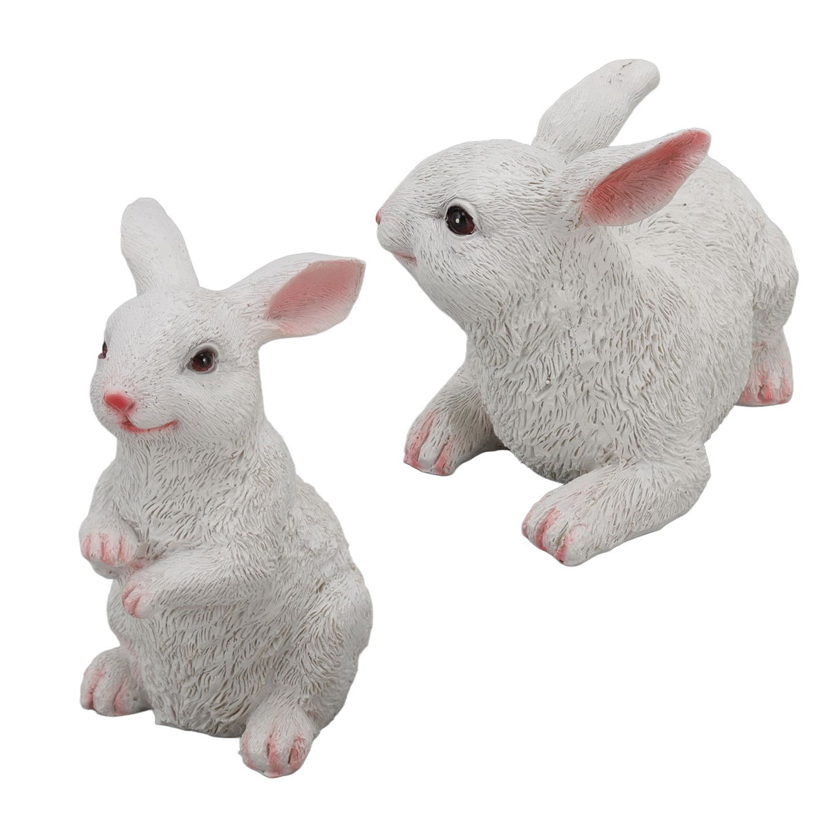 1 Pair Bunny Rabbit Ornaments Decorations Resin Art Craft Animal Model Sculpture Statue Figurine for Balcony Garden